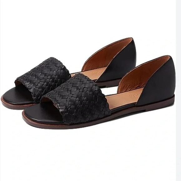 Madewell The Kinsley D'Orsay Flat in Woven Leather Open Round Toe Size 7.5 Black - Picture 14 of 15